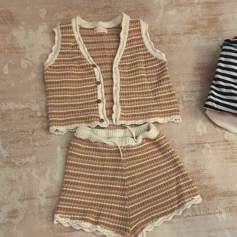 Rylee + Cru Pink and Tan Kids Matching Set